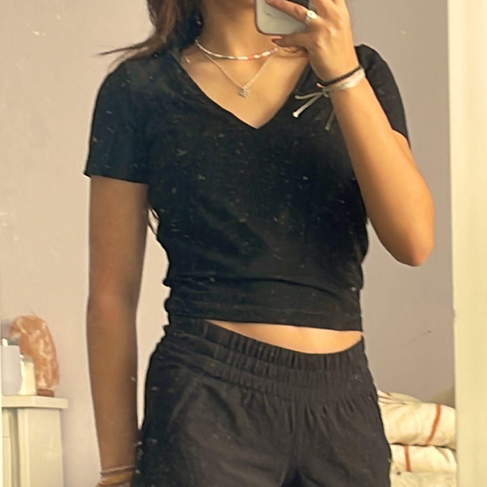Wild Fable Black V-Neck Crop Top